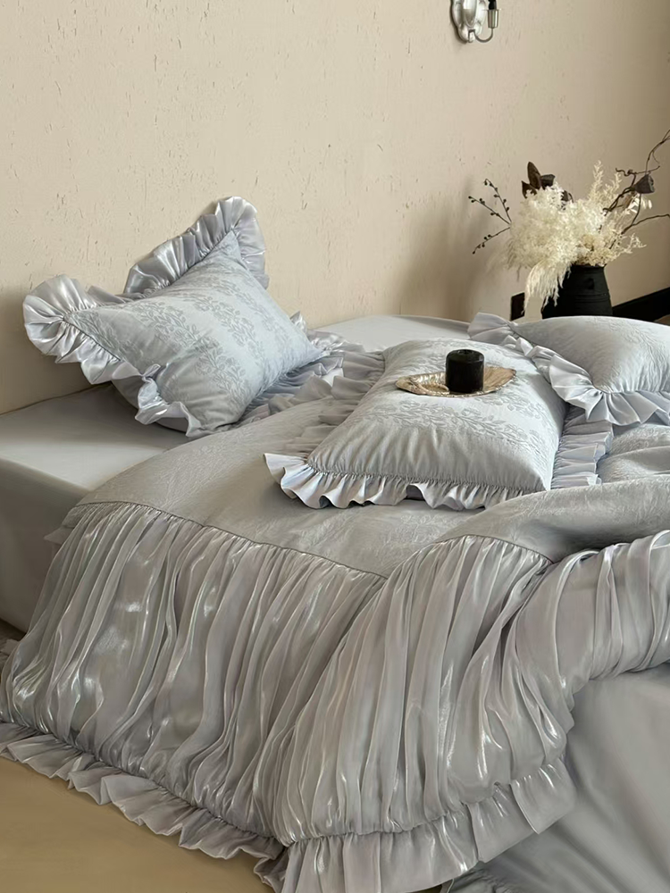 French Romantic Long Staple Cotton Bedding Set Jacquard Cotton Flannel Flat Sheet