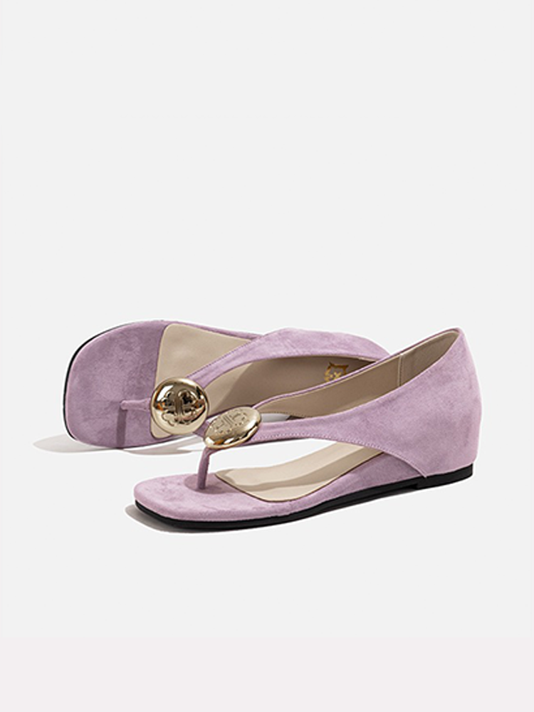 5cm Hidden Wedge French Flat Toe-Post Sandals