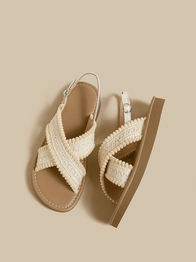 Woven Cross-Strap Vacation Sandals