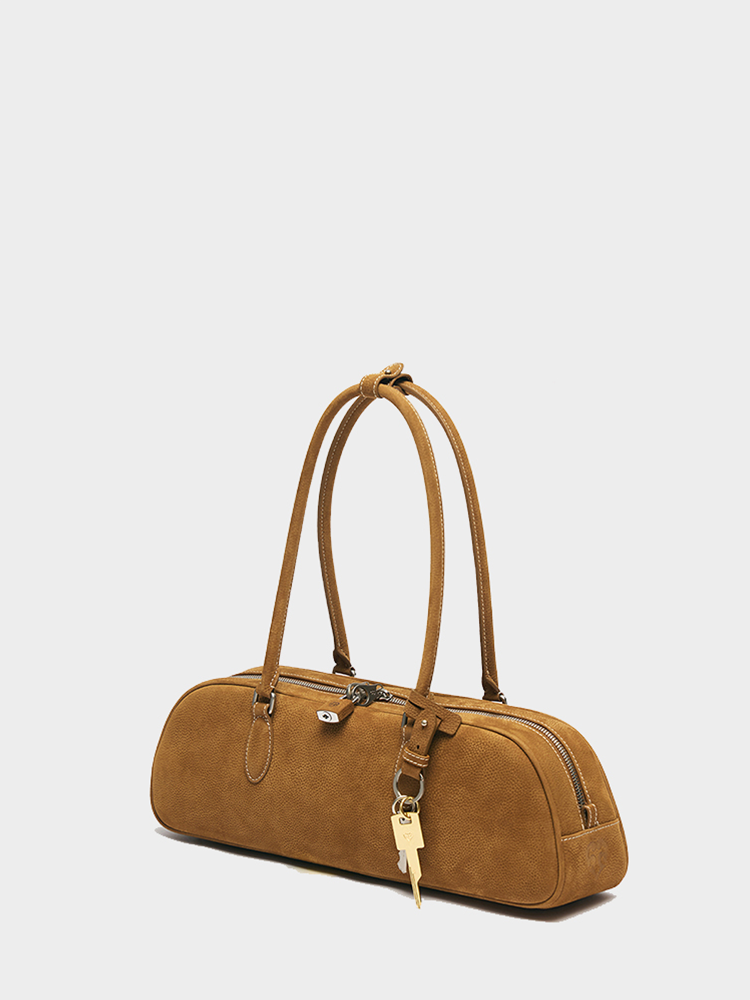 Lychee Leather Baguette Bag