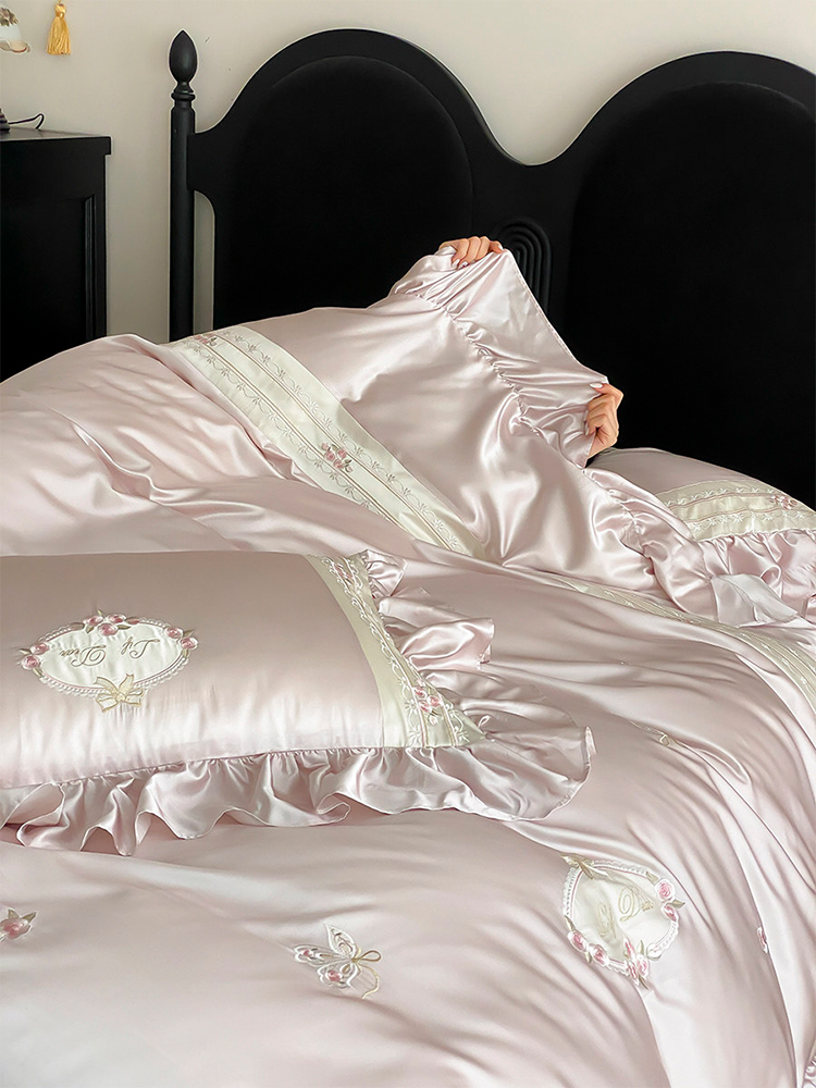Luxury Long Staple Cotton Bedding Set High Density Silky Flat Sheet