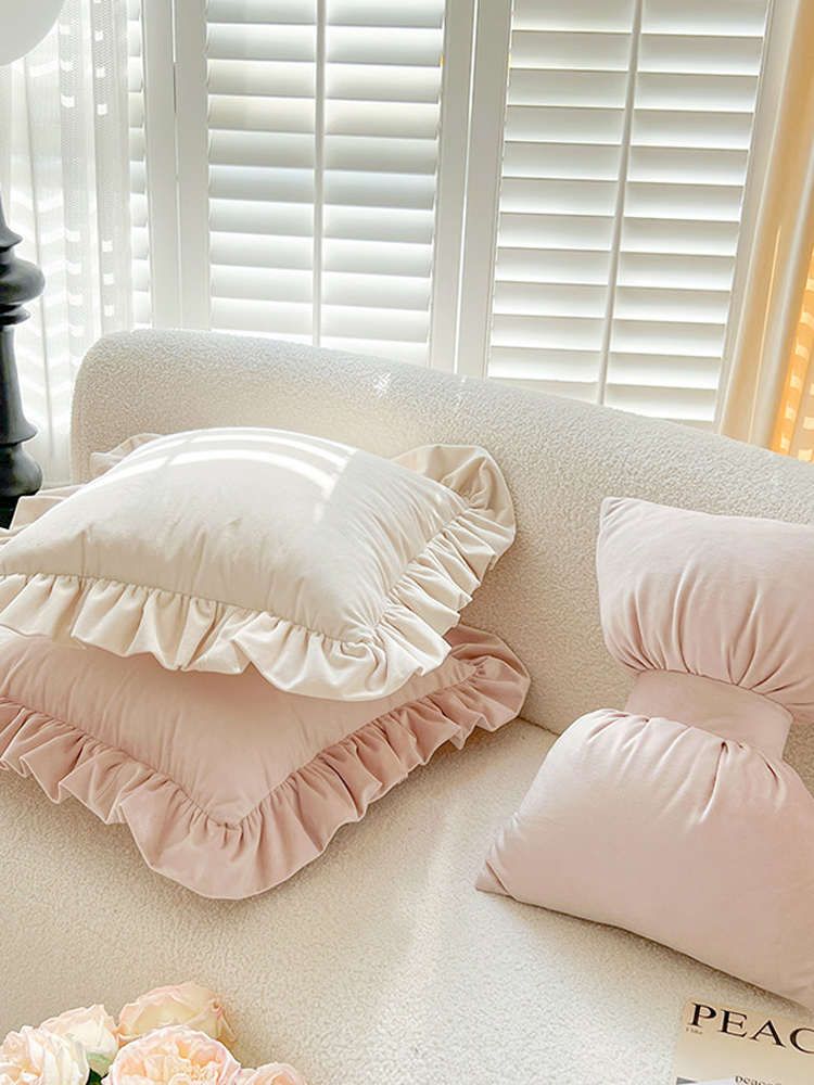 Cute Bow Decorative Pillow Accent Cushion for Living Room