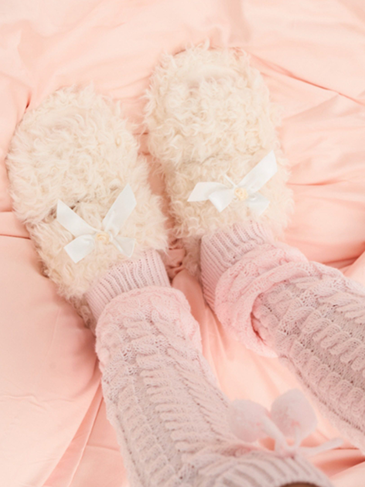 Cute Bear Faux Shearling House Slippers