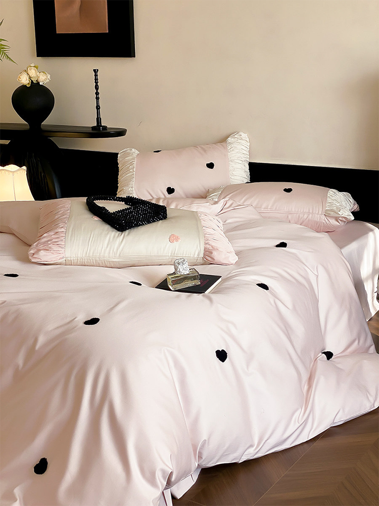 Romantic Long Staple Cotton Bedding Set Silky Premium Flat Sheet