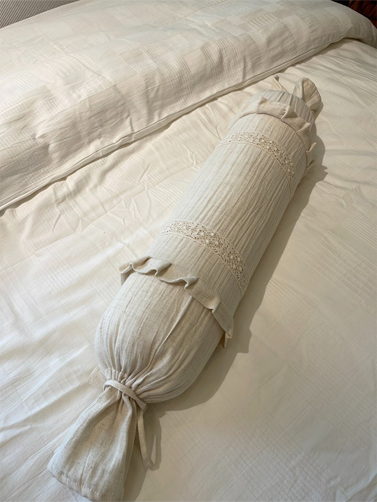 French Vintage Cotton Linen Blend Removable Throw Pillow
