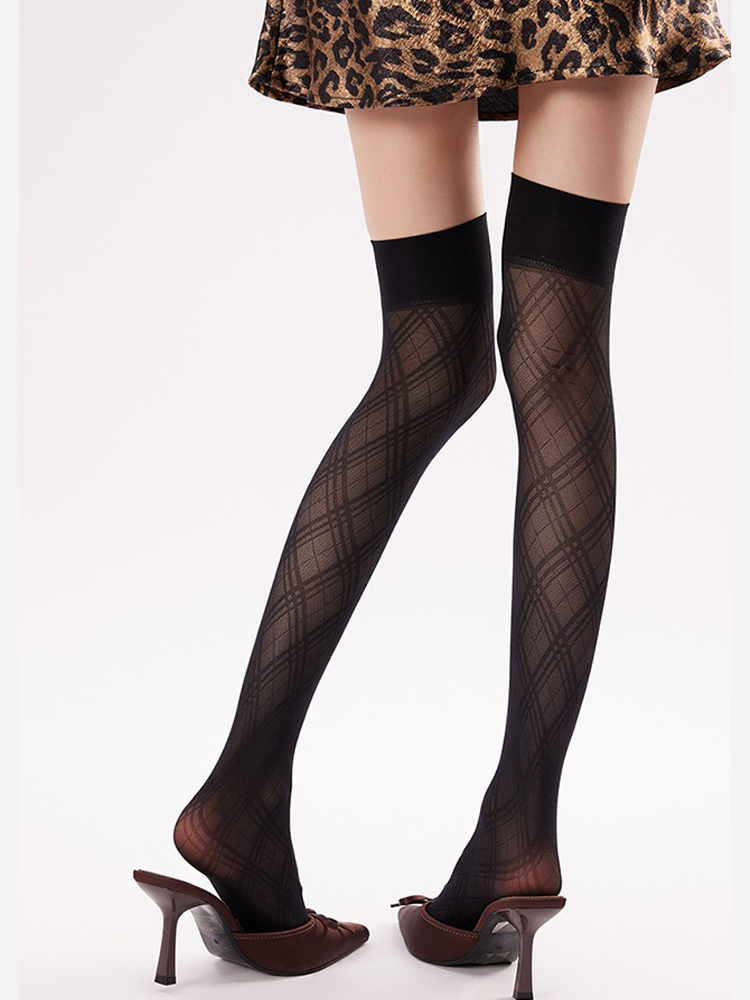 Diamond Grid Mesh Socks Dark Sweet JK Style Thigh Socks