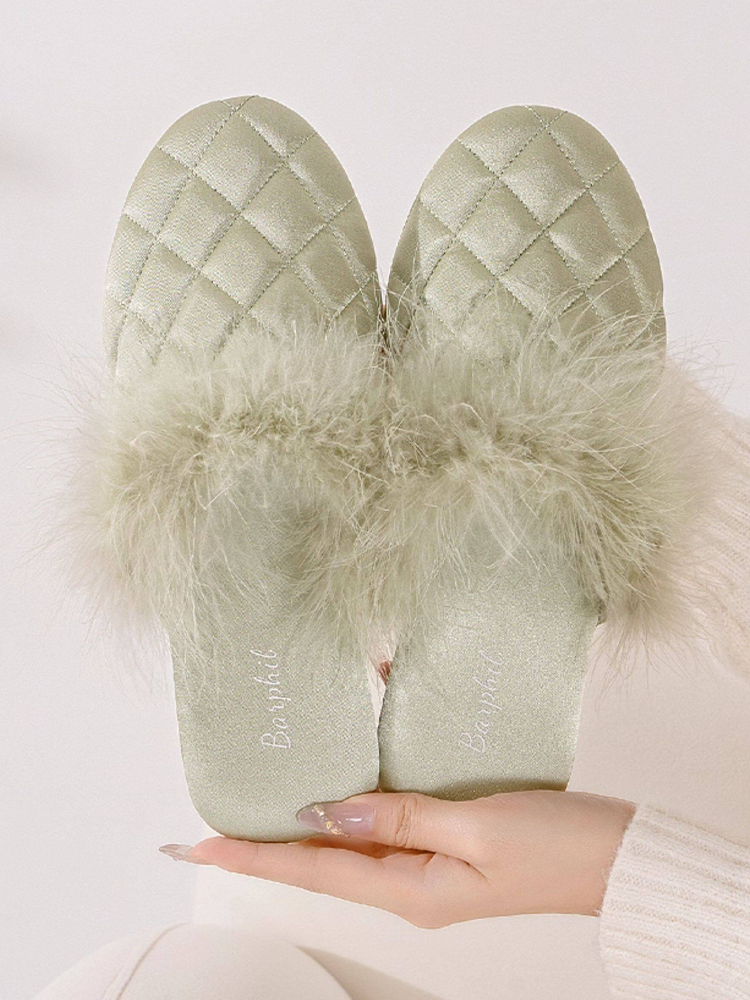 Closed-Toe Fuzzy House Slippers Quiet Indoor Home