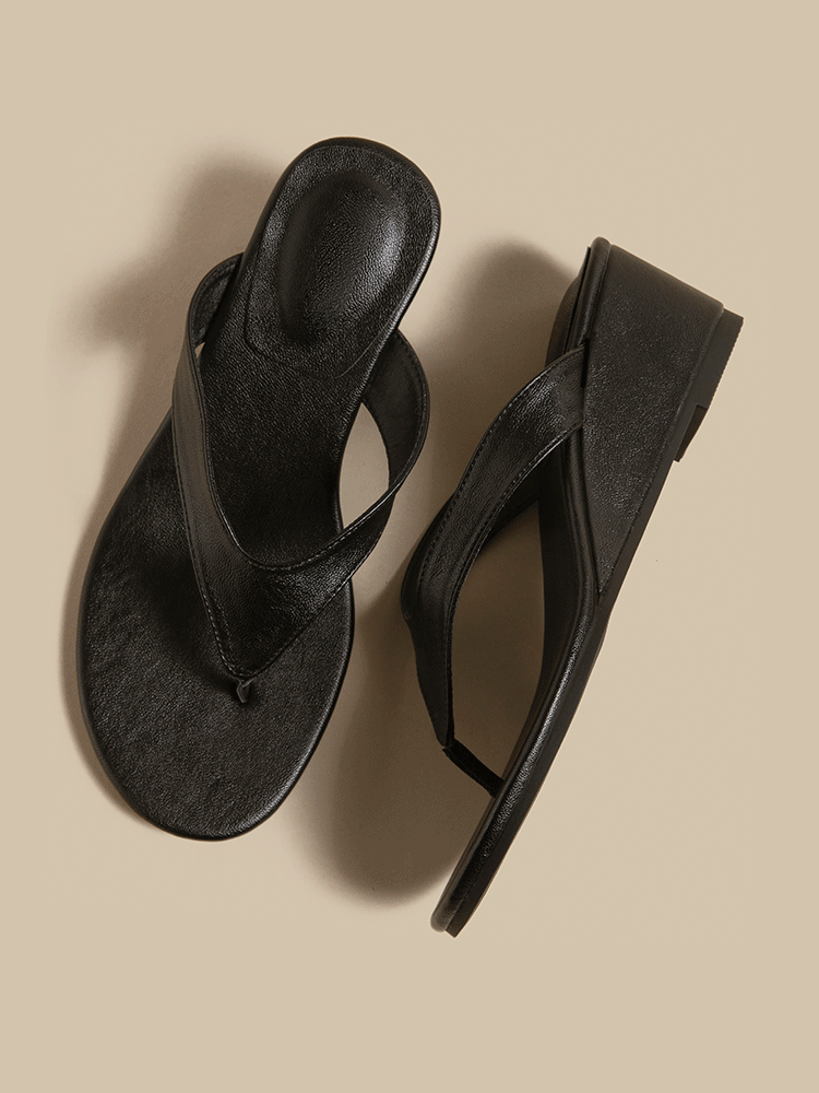 French Wedge Toe-Post Sandals
