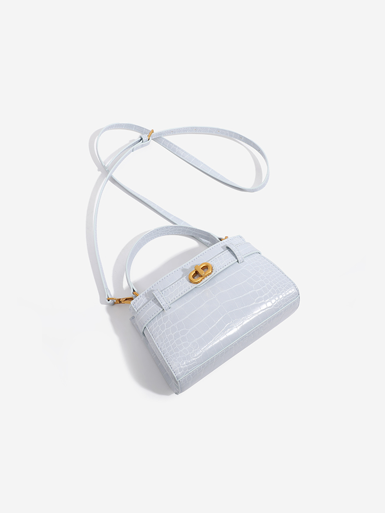 Crocodile Print Leather Kelly Bag