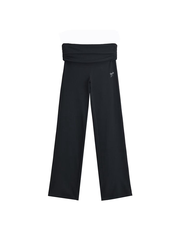 Lace Trim Ruched Cami Top & Rhinestone Hem Pants Set