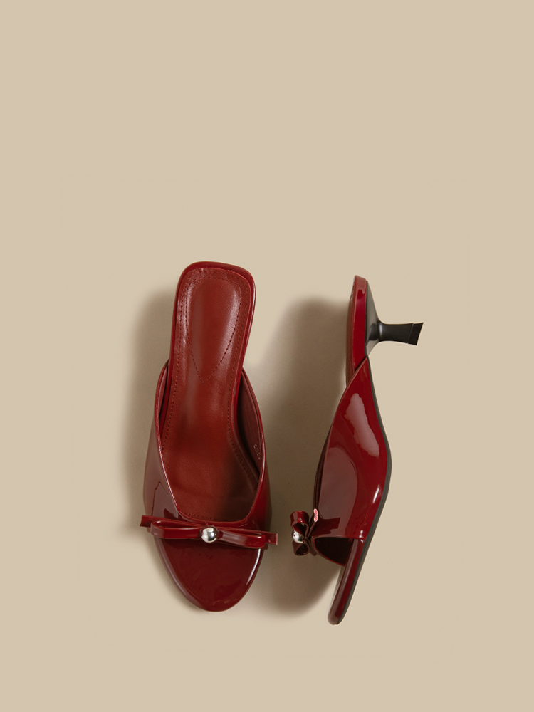 Polka Dot Pointed Toe Bow Sandals