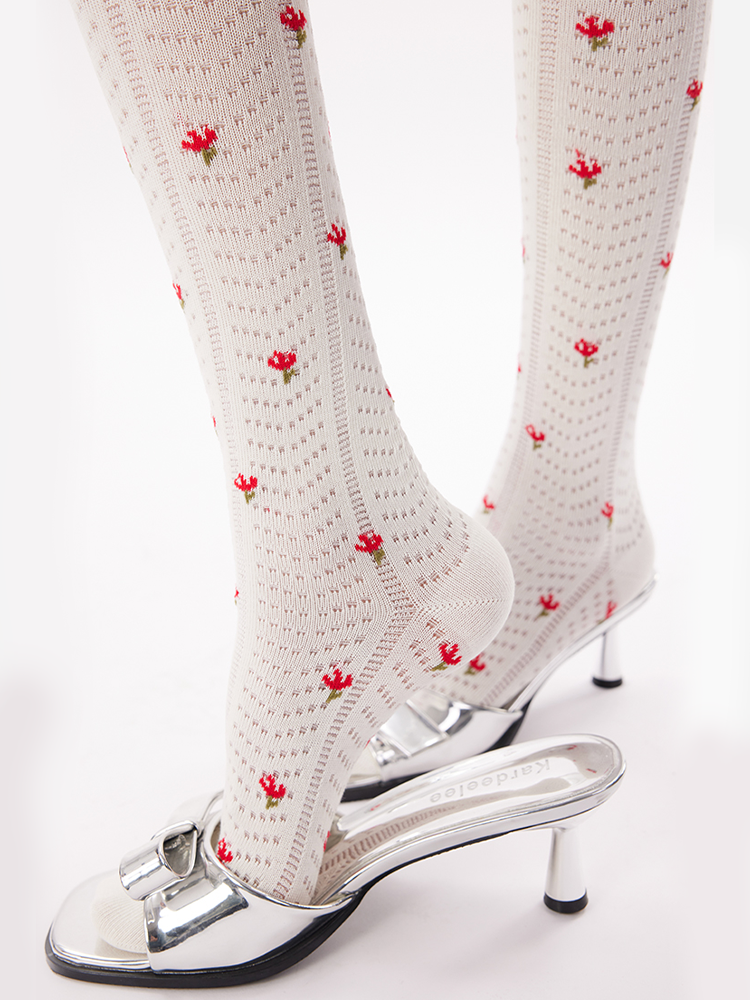 Lace Knit Floral Crew Socks – Soft & Vintage Sweet Style