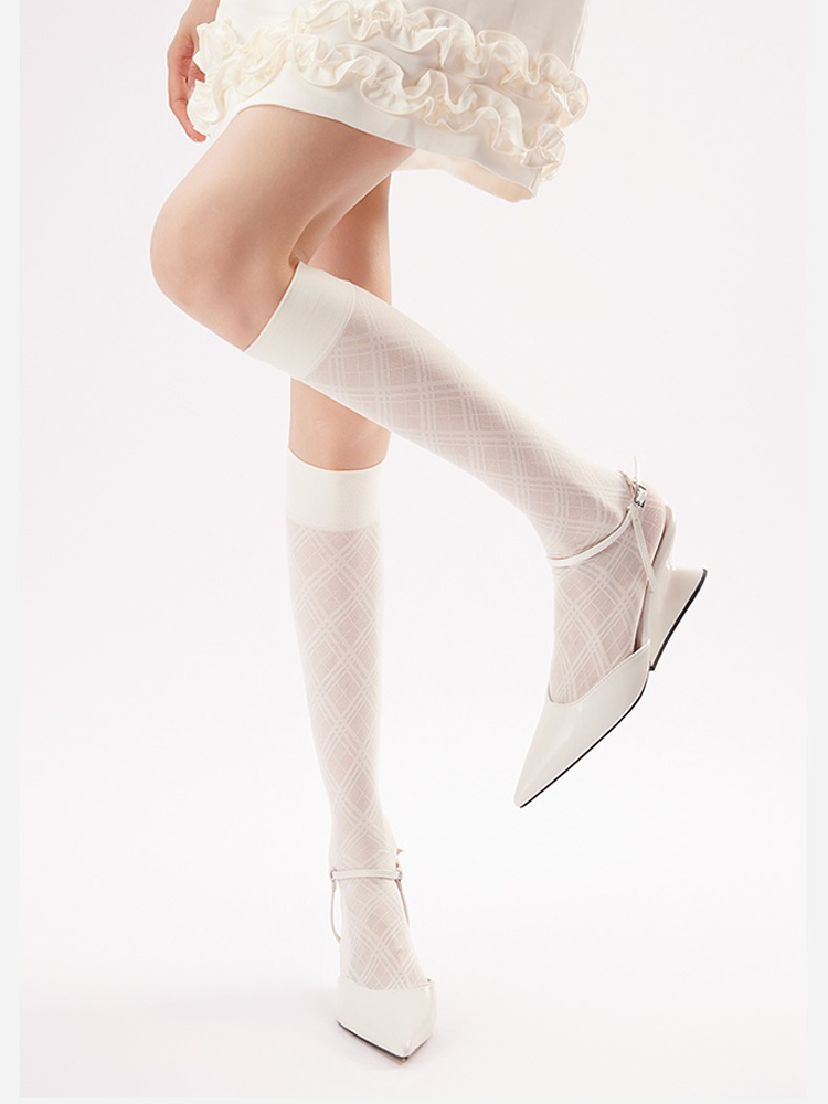 Diamond Grid Mesh Socks Dark Sweet JK Style Thigh Socks