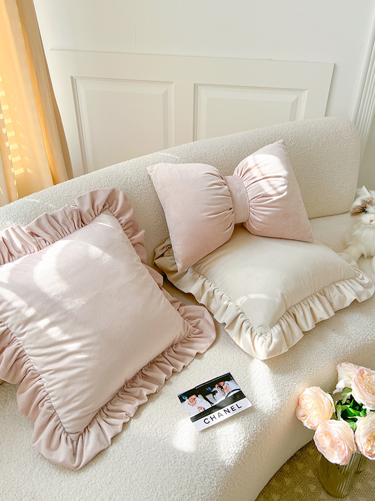 Cute Bow Decorative Pillow Accent Cushion for Living Room