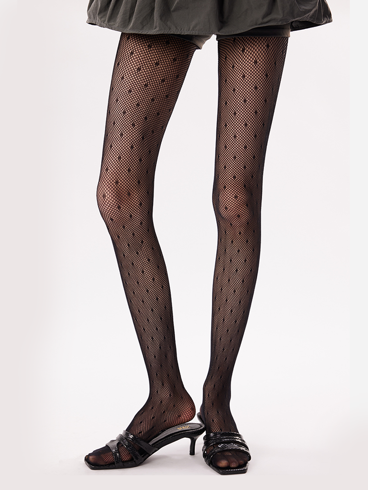 Polka Dot Fishnet Tights