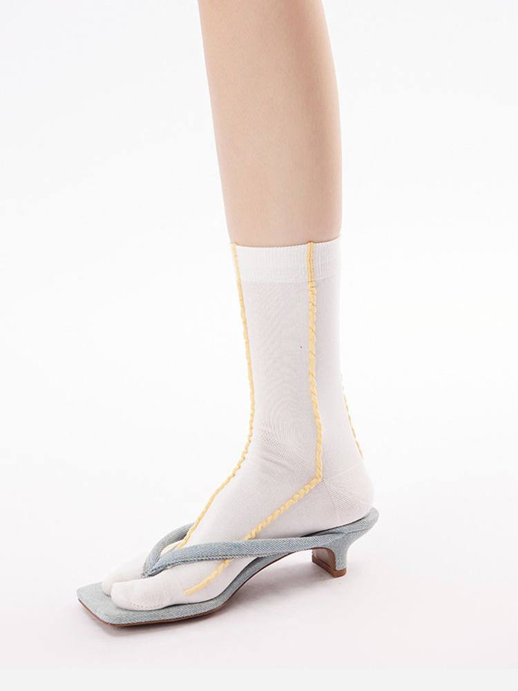 Tabi Striped Split Toe Stack Crew Socks