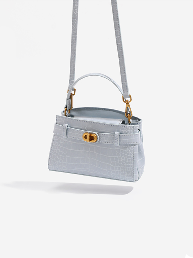 Crocodile Print Leather Kelly Bag