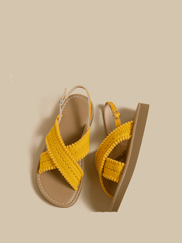 Woven Cross-Strap Vacation Sandals