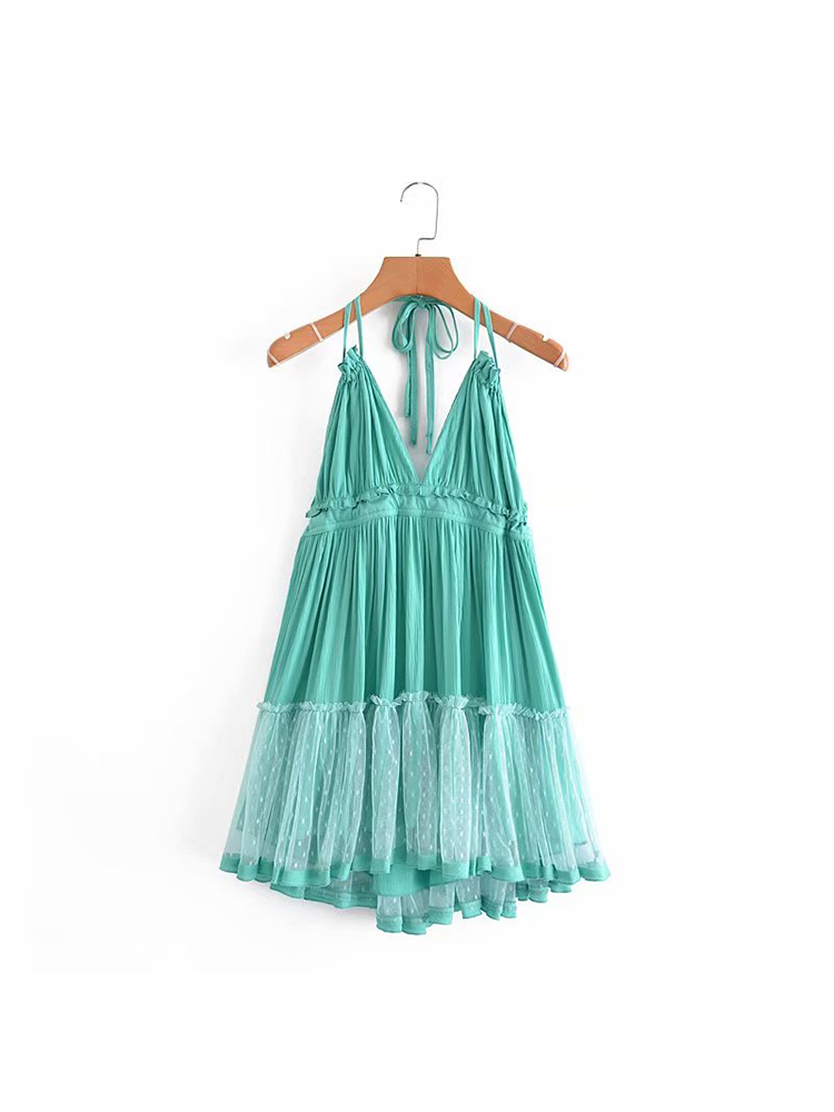 Lace Halter Backless Maxi Dress