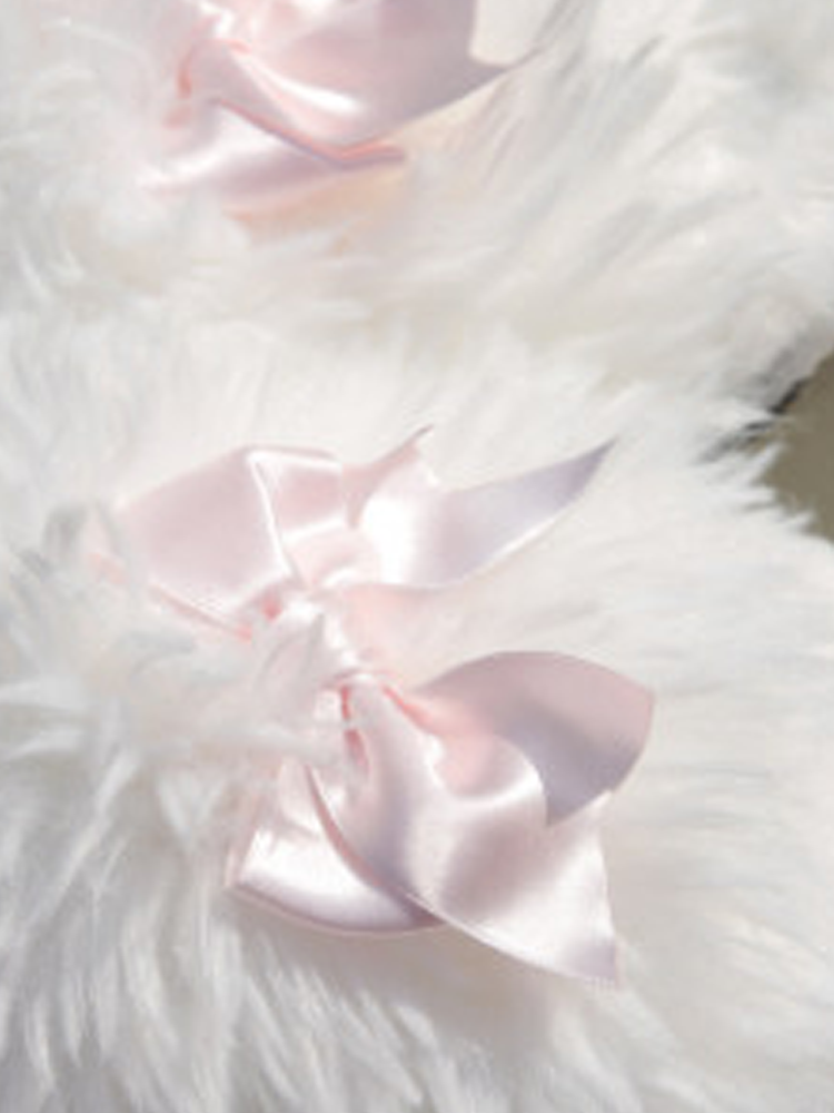 Cute Bow Plush House Slippers Fall Winter Indoor