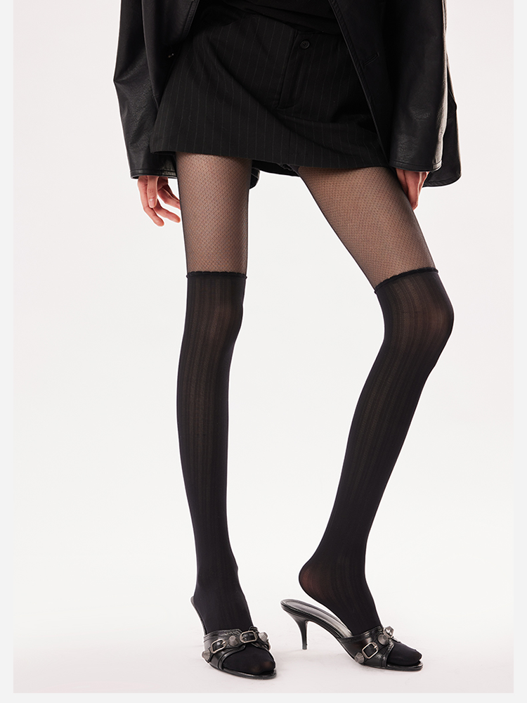 White Hollow-Out Tights