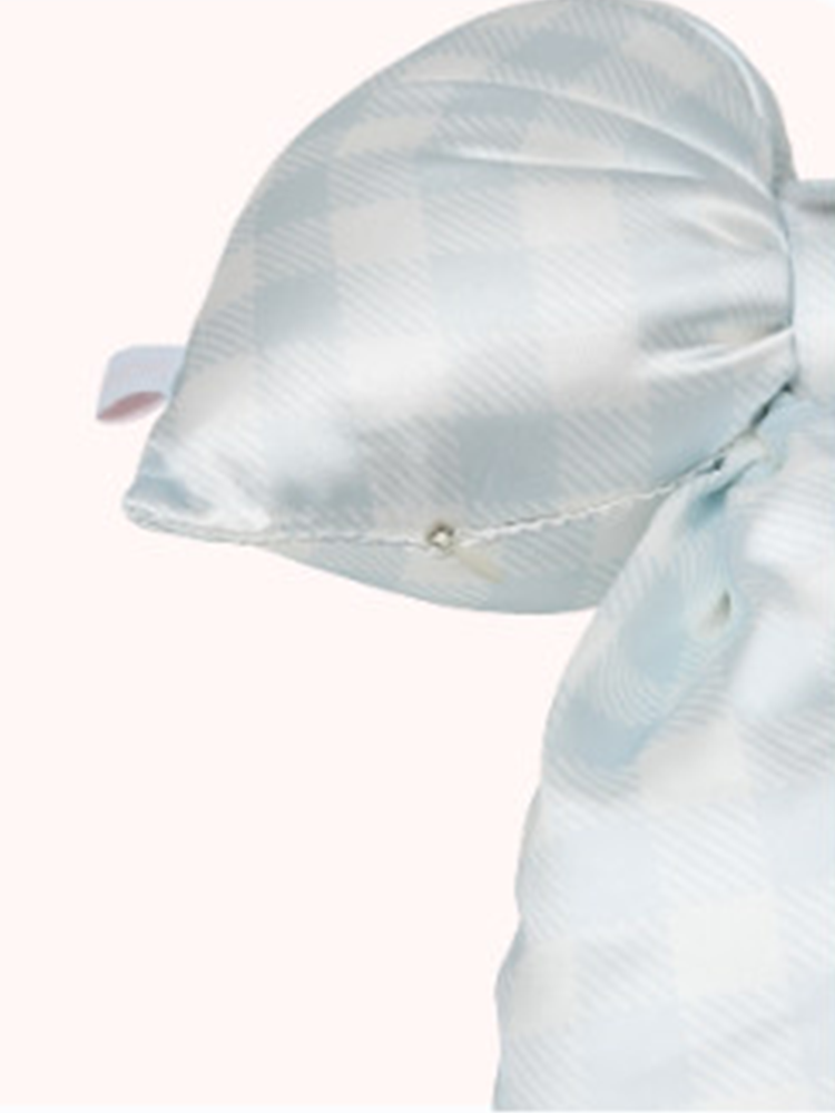 Original Ballet Blue White Check Bow Satin Throw Pillow