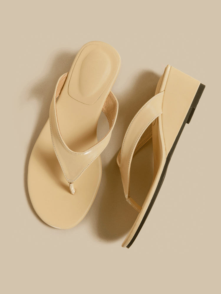 French Wedge Toe-Post Sandals