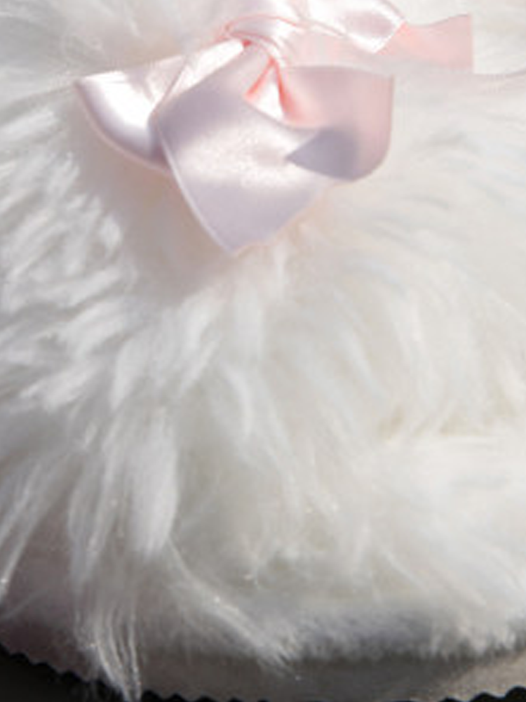 Cute Bow Plush House Slippers Fall Winter Indoor