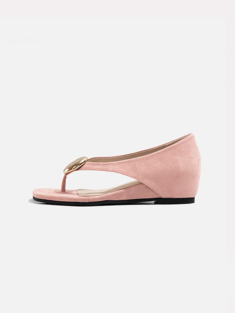 5cm Hidden Wedge French Flat Toe-Post Sandals