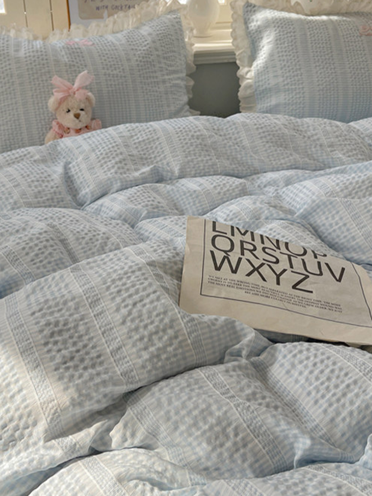 Ultra Soft Washed Cotton-Like Bedding Set Princess Lace Flat Sheet