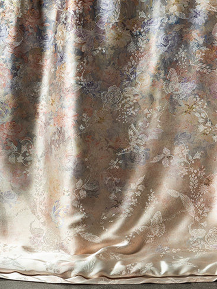 Luxury Jacquard Bedding Set Mulberry Silk Tencel Cotton Blend Flat Sheet