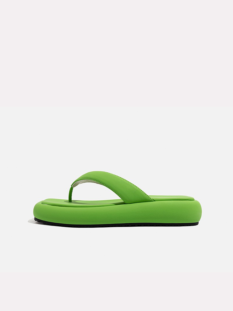 Genuine Leather Platform Flip-Flops – Summer Beach Slides