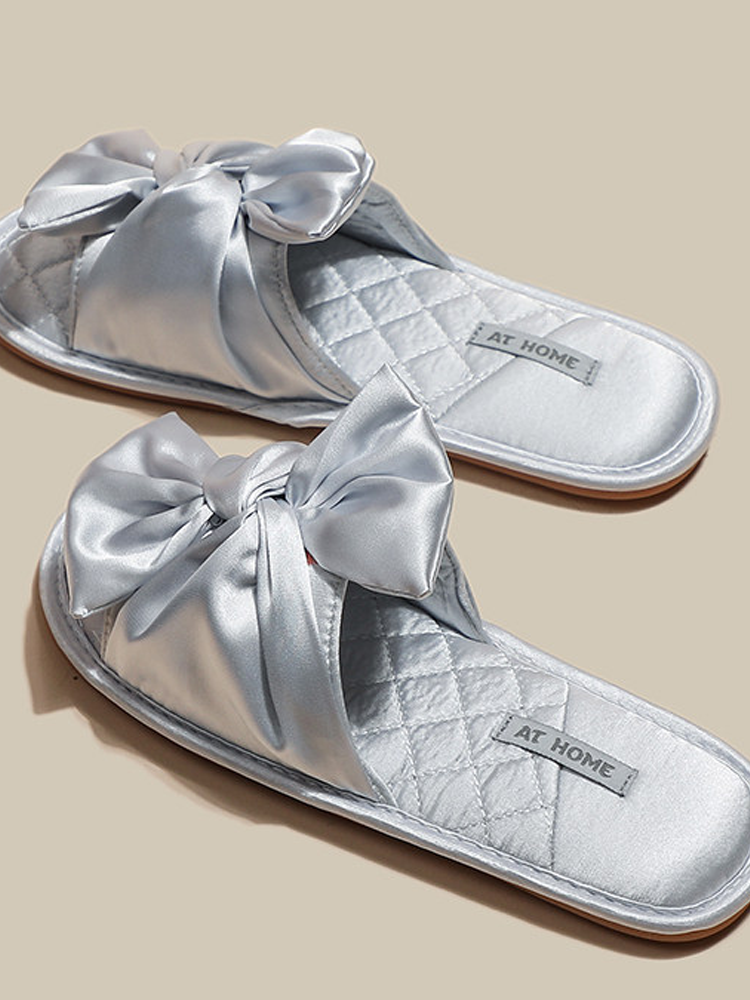 Luxury Bow House Slippers Soft Sole Non Slip Odor Resistant Quiet