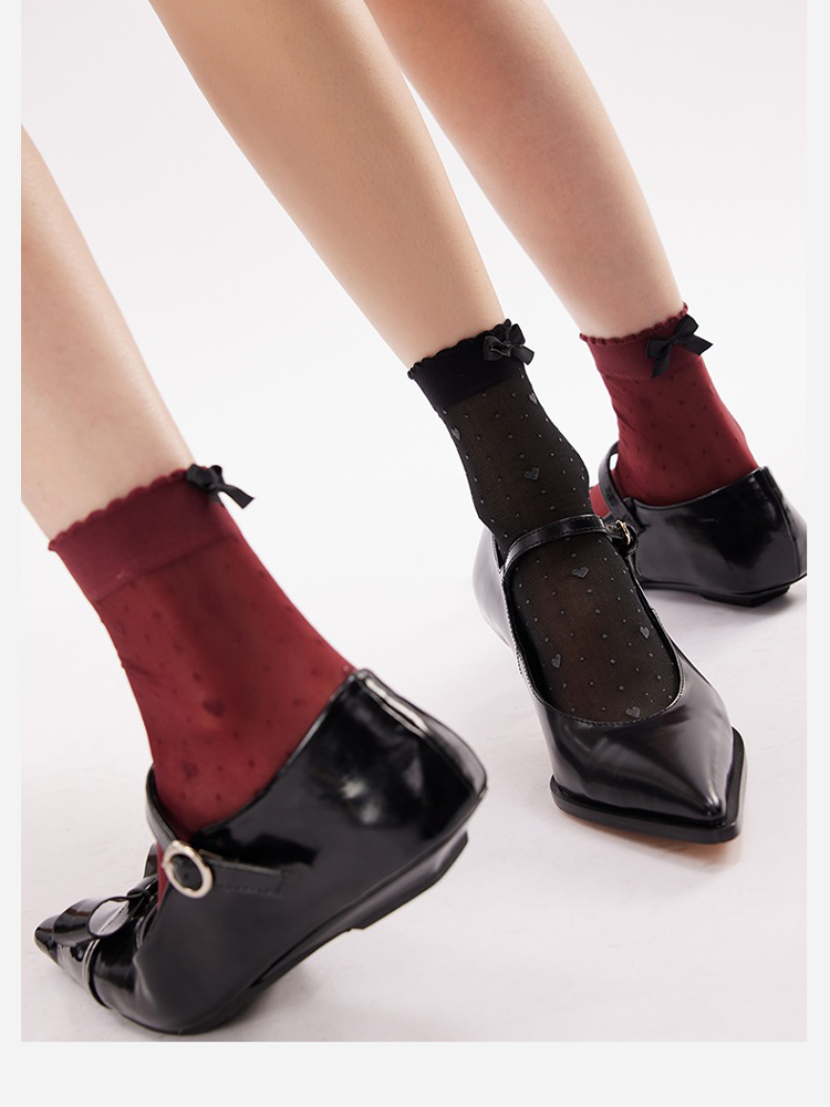 Crystal Sheer Bow Socks