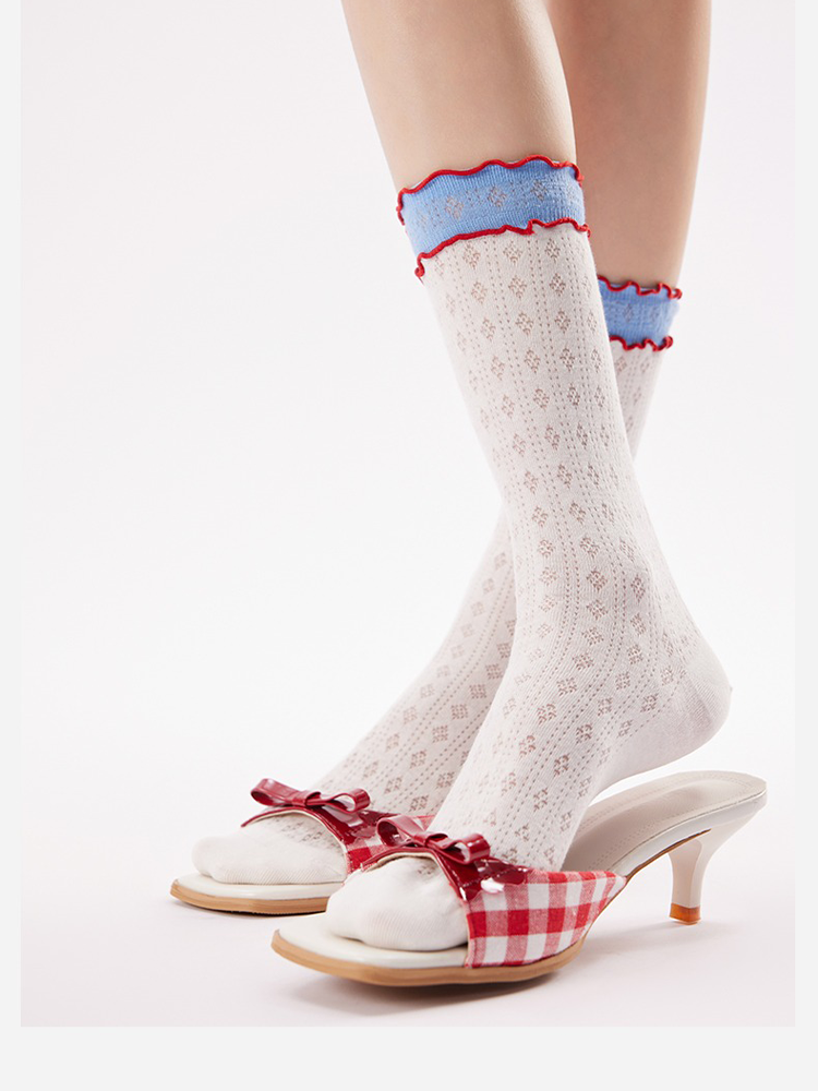 Double Ruffle Mesh Socks