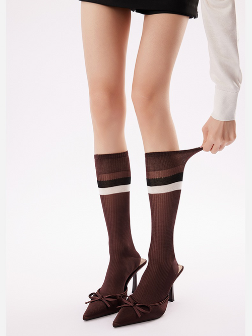 Athletic Two Stripe Stack Crew Socks JK Style