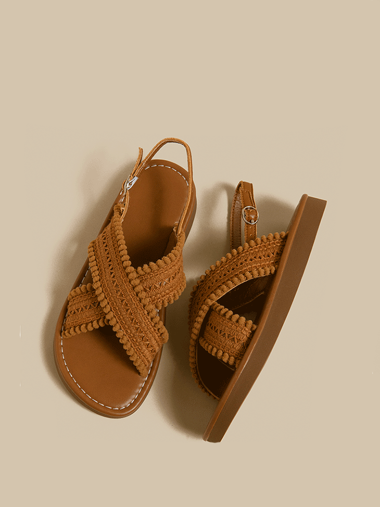 Woven Cross-Strap Vacation Sandals