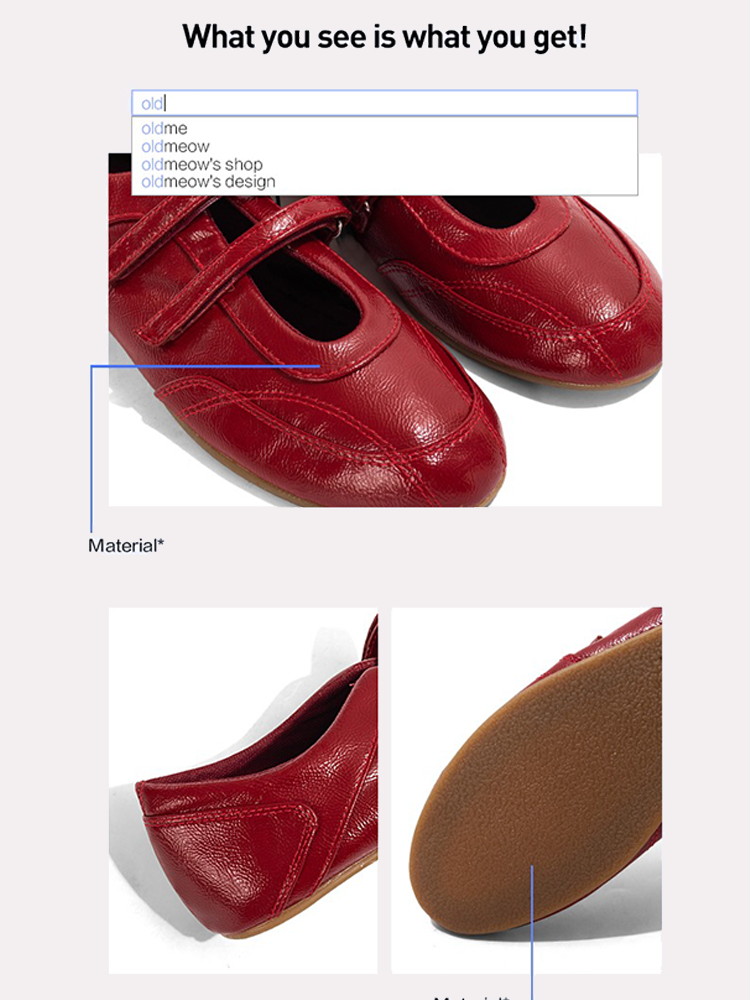 Red Hidden Wedge Flat Mary Jane Ballet Shoes