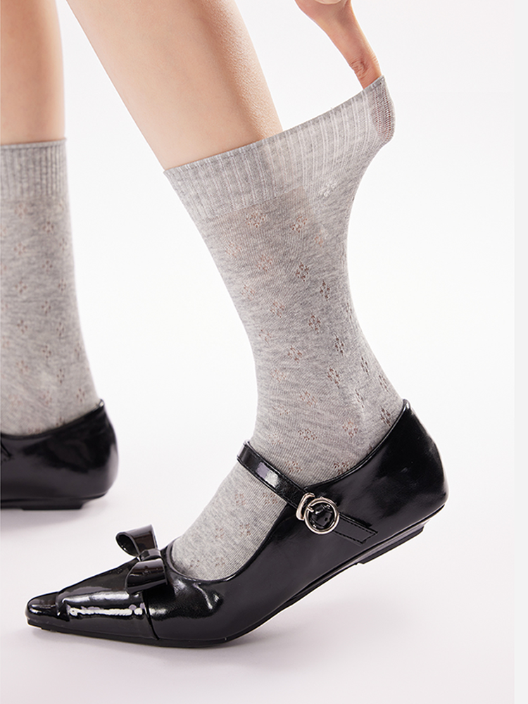 White Mesh Ruffle Socks – Ballet-Inspired Lightweight Crew