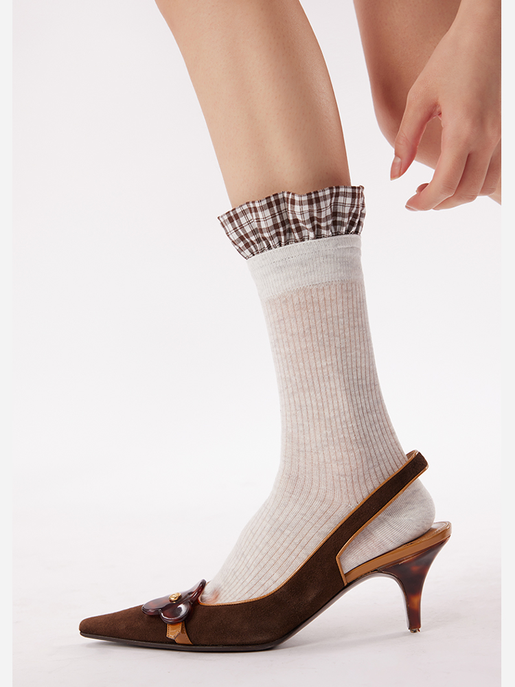 Plaid Lace Ballet Socks