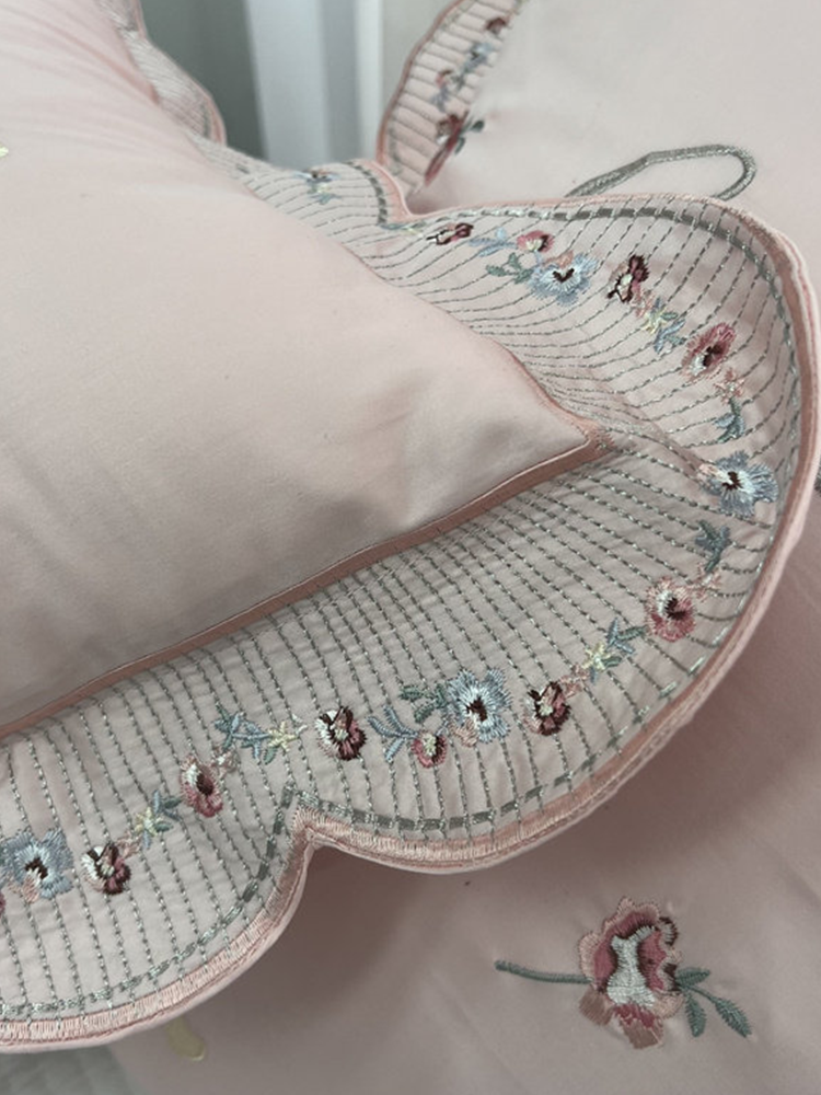 Long Staple Cotton Embroidered Throw Pillow Cushion