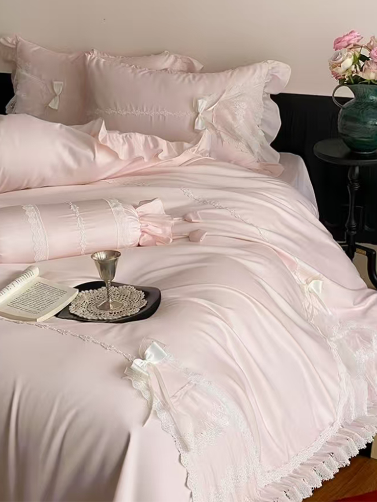 French Sweet Cotton Bedding Set Princess Flat Sheet