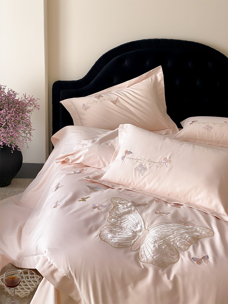 Luxury Brushed Long Staple Cotton Bedding Set Princess Butterfly Flat Sheet