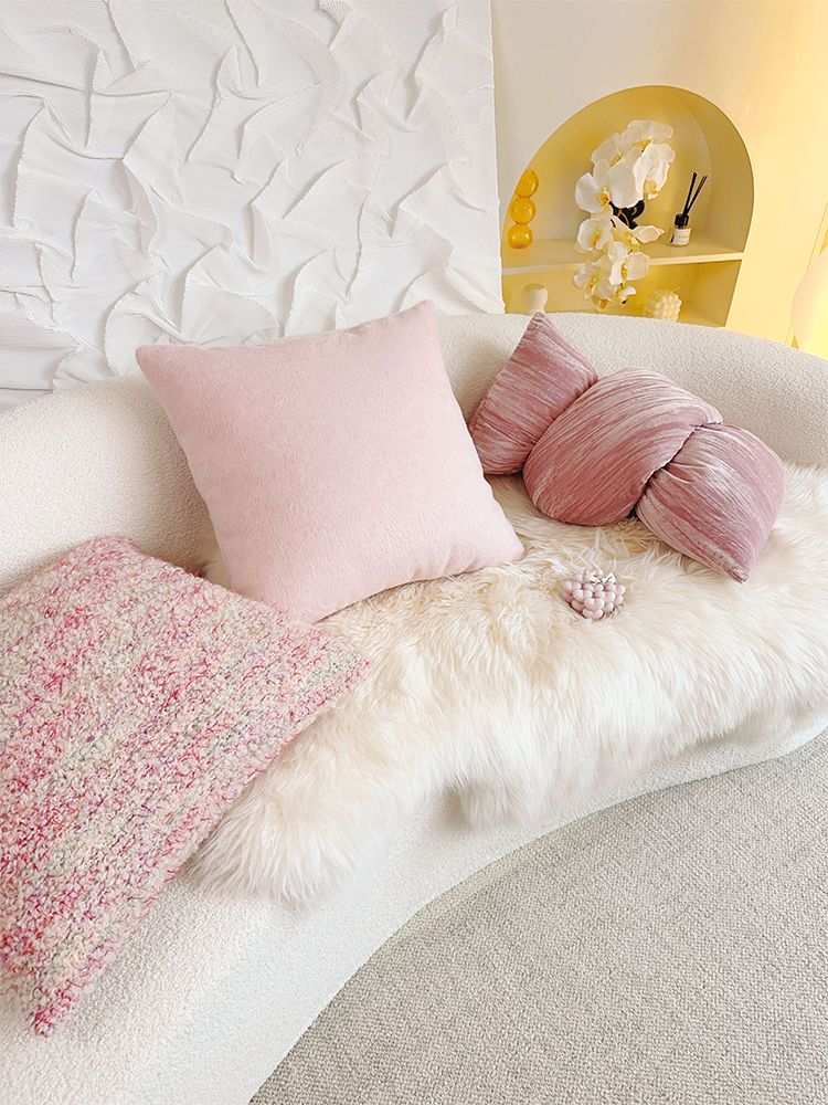 Pink French Romantic Decorative Pillow for Living Room Bedroom