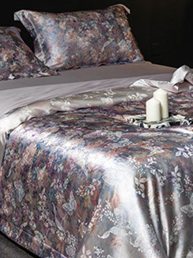 Luxury Jacquard Bedding Set Mulberry Silk Tencel Cotton Blend Flat Sheet
