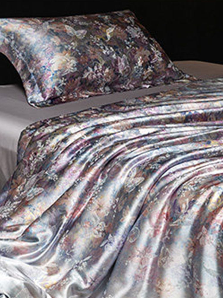 Luxury Jacquard Bedding Set Mulberry Silk Tencel Cotton Blend Flat Sheet