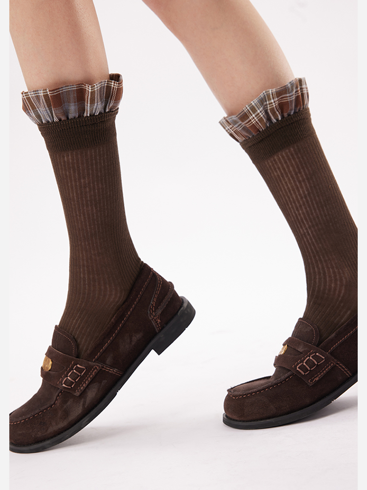 Plaid Lace Ballet Socks