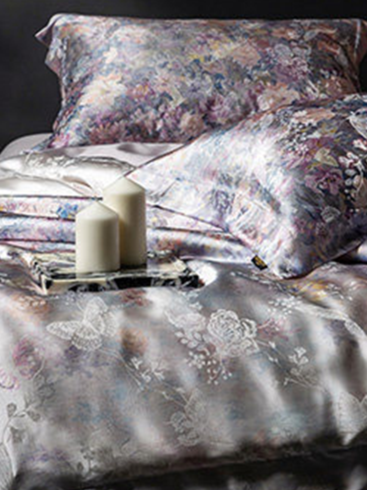 Luxury Jacquard Bedding Set Mulberry Silk Tencel Cotton Blend Flat Sheet