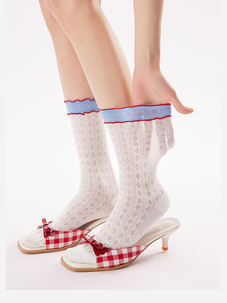 Double Ruffle Mesh Socks
