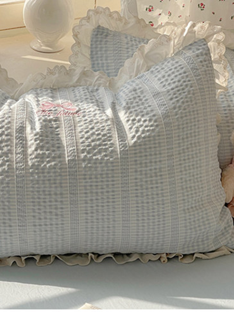 Ultra Soft Washed Cotton-Like Bedding Set Princess Lace Fitted Sheet